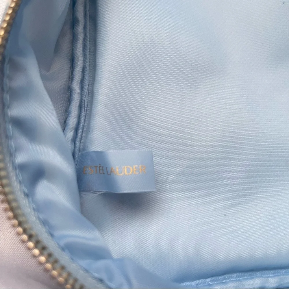 Aerin Estée Lauder Blue White Block Print Cosmetic Travel Bag NWOT